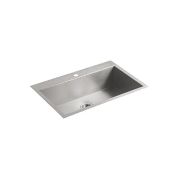 KOHLER K-3821-1-NA Vault Large Single Kitchen Sink with Single-Hole Faucet Drilling