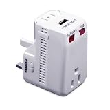 International Plug Adapter with USB (White) (5