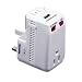 International Plug Adapter with USB (White) (5"H x 3"W x 5"D)