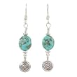 Turquoise and Sterling Silver Dangle Earrings with Swirls, #8069