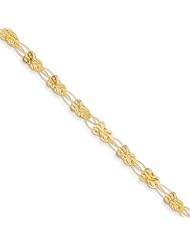 14k Oval Link And Shiny Heart Bracelet, Best Quality Free Gift Box Satisfaction Guaranteed