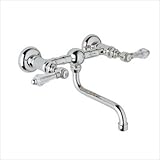 IMAGE OF Rohl A1405/44XMTCB-2 Country Bath Vocca Wall Mounted Lavatory Faucet with Cross Handles and Low Swinging Spout, Tuscan Brass