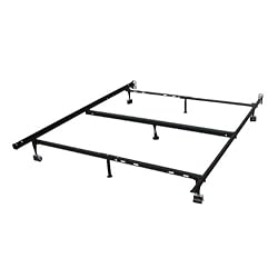 Heavy Duty 7-Leg Adjustable Metal Bed Frame with Center Support and Rug Rollers - (Queen, Full XL, Full, Twin XL, Twin)