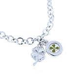 Chuvora Real Irish Four Leaf Clover, Symbol of Good Luck, Clover and Round Charm Bracelet Fashion Jewelry, St.Patrick's day gift