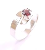 Hanfords of London Garnet & Silver Handmade Split Ring; Birthstone for Aquarius & January; Size 6.5