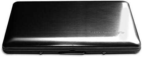 Credit Card Case with RFID Technology - Latest Curved Design Brushed Stainless Steel - Cards Holder For Men & Women - Stylish Metal Travel Wallet Protecting Against Fraud & Identity Theft
