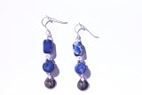 Blue Jasper Earring with Swarovski Crystal Accent w/Gift Box