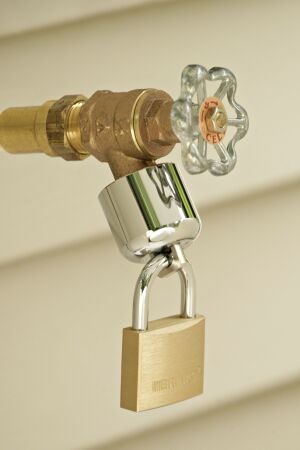 Childrens Toyshop  Tools & Hardware : Hose Bibb Lockout - Water Faucet Lock - With Lock