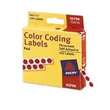 Identification Dot, Permanent, 4x6 Sheet, PC, 1/4 Diameter, Red, 450/Pack AVE05790