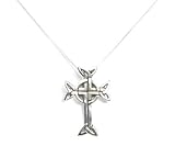 Celtic Crucifix Pendant - Sterling Silver Irish Celtic Knot Cross Pendant and 18" Box Necklace Included