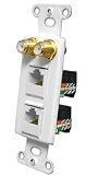OEM Systems Pro-Wire Combination Jack Plate (2 F-Coax, 2 RJ-45), White