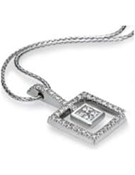 0.40Ct Round Diamond Square Pendant 18k Gold Pave Yellow