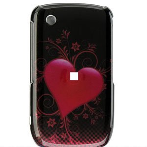 Plastic Protector Case (Carbon Fiber Heart) w/ Detachable Belt Clip for BlackBerry Curve 8520