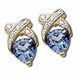 14kt Yellow Gold Trillion Cut Blue Topaz and Diamond Earrings