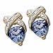 14kt Yellow Gold Trillion Cut Blue Topaz and Diamond Earrings