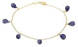 14k Yellow Gold, September Birthstone, Iolite Briolette Bracelet, 7.25