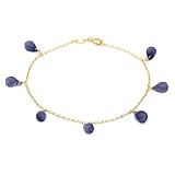 14k Yellow Gold, September Birthstone, Iolite Briolette Bracelet, 7.25