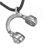 HEADSET Headphones Silver Tone PEWTER Pendant Necklace