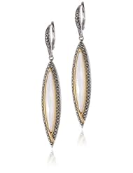 Judith Jack "True Colors" Sterling Silver, Marcasite and Mother of Pearl Linear Drop Earrings