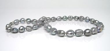HinsonGayle Extreme Baroque Collection Handpicked 8-13mm Silver Gray Free-Form Baroque Cultured Pearl Necklace (Sterling Silver) {Limited Edition}