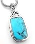 Turquoise Blue Lapis Reversible Sterling Silver Pendant