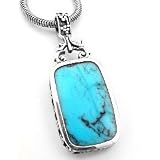 Turquoise Blue Lapis Reversible Sterling Silver Pendant