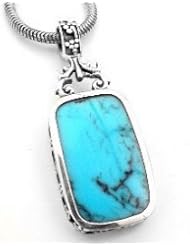 Turquoise Blue Lapis Reversible Sterling Silver Pendant