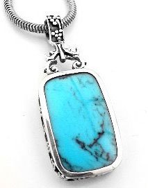 Turquoise Blue Lapis Reversible Sterling Silver Pendant