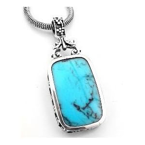 Turquoise Blue Lapis Reversible Sterling Silver Pendant by