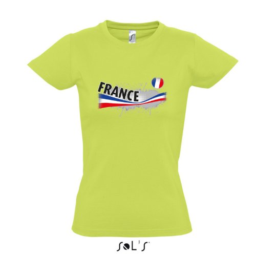 Fanshirt-Damen FRANCE, Frankreich Ländershirt EM / WM Trikot S-XXL , Apple green , M