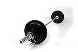 210 Pound Olympic Weight Set with Olympic Bar - Spring Collars - Black Weight Plates