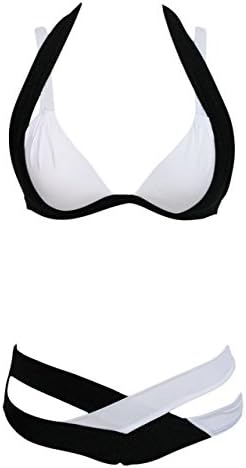Cali Chic Women's Swimsuit Celebrity Black White Color Block Push Up HOT! New! BIG Seller! (Medium, Mixed color)