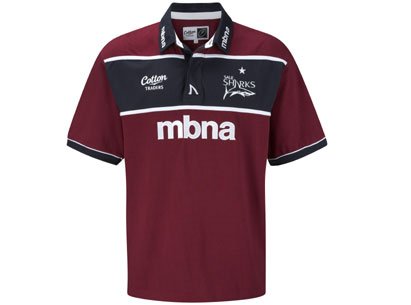 Sale Sharks 2011/12 Alternate S/S Rugby Shirt Burgundy/Navy - size S