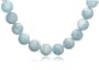12mm Round Aquamarine Beaded Necklace, 16"