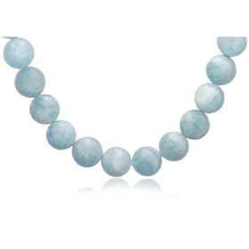 12mm Round Aquamarine Beaded Necklace, 16 by Amazon.com Collection