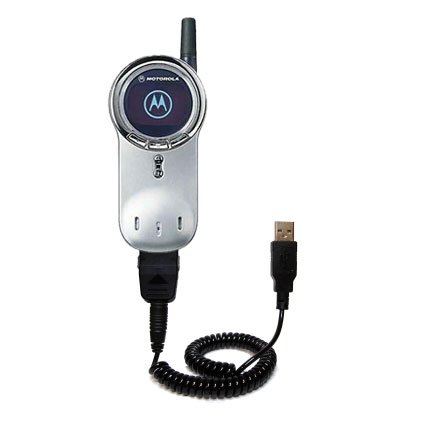 Coiled USB Cable for the Motorola V70 with Power Hot Sync and Charge capabilities - uses Gomadic TipExchange Technology