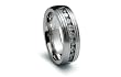 Stainless Steel Ring Flat Center with CZ Satin High Polish Eternity Band