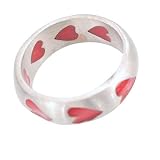 Finger ring band with red hearts