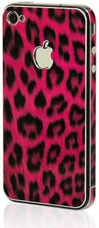 iphone4 /4s Sticker, Apple iPhone 4 /4S Aluminium Protective Sticker Skin Full Body Matte (Anti Finger Anti Glare Screen Protector Guard Film - 2 pack) for Luxury looks Diamond Cutting (Leopard Pink)