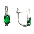 14K White Gold CZ May Birthstone Leverback Earrings