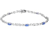Tanzanite Bracelet with Diamonds 1/8 ctw in 14K White Gold