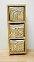 3 BASKET DRAWER BATHROOM STORAGE UNIT CABINET PINE WITH CLOTH