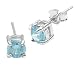 Genuine Blue Topaz Rhodium Plated Stud Earrings