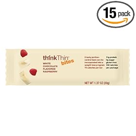 thinkThin Bites, White Chocolate Raspberry Bars, 15-count, 1.37 Ounce Bar (Pack of 15)