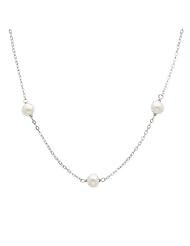 White Cultured Pearl and Chain Linked Necklace