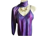 ArtisanStreet's Hand Painted Silk Camisole. Purple Shades, Rhinestone At V Of Neck. One Of A Kind.
