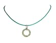 Necklace - N263 - Crystal Circle (Sm) Hung on Green Cord ~ Peridot Green