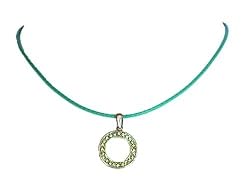 Necklace - N263 - Crystal Circle (Sm) Hung on Green Cord ~ Peridot Green