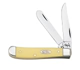 Case Cutlery 80029 Mini Trapper Pocket Knife with Stainless Steel Blades Yellow Synthetic