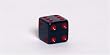 16mm d6 Square Cornered Opaque Dice, Black w/Red